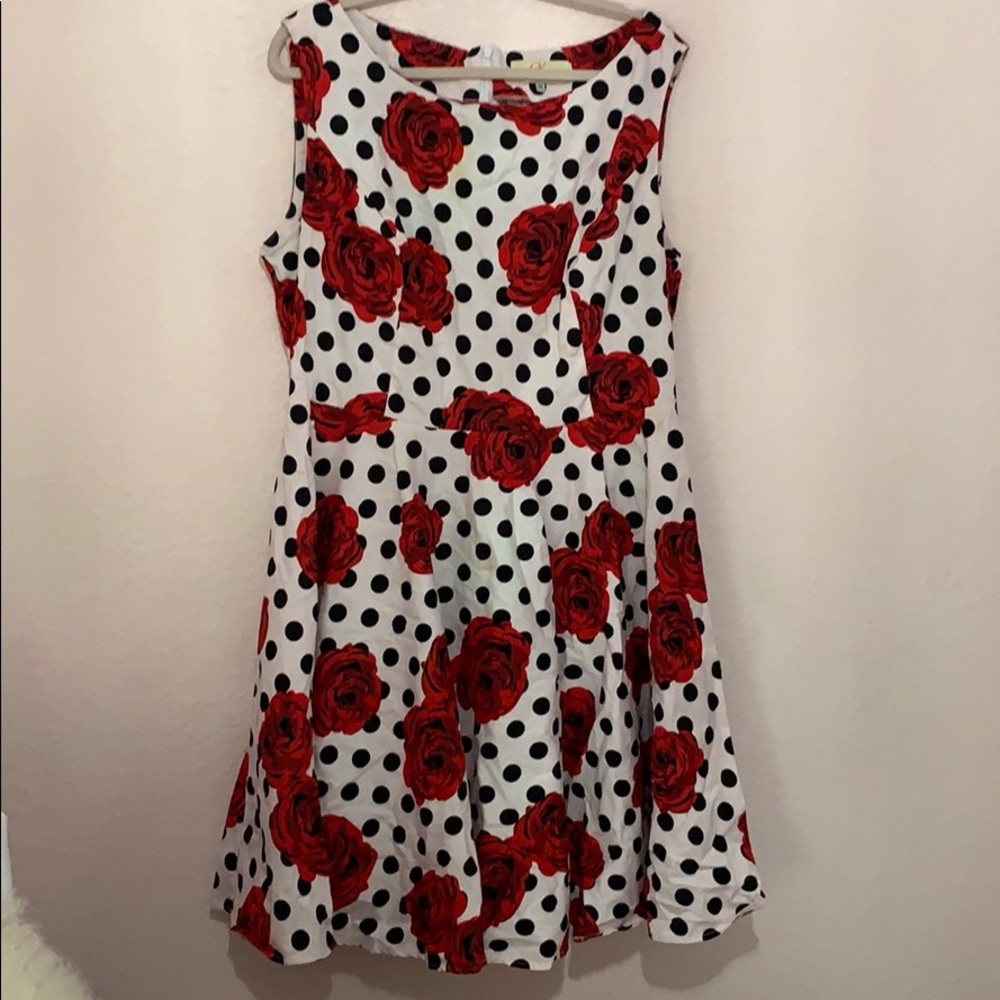 Polkadot and rose vintage 50s dress